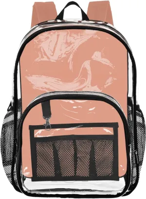 Plain Light Salmon Solid Color Girls School Backpack, Large Clear Bag, Transparent Bag