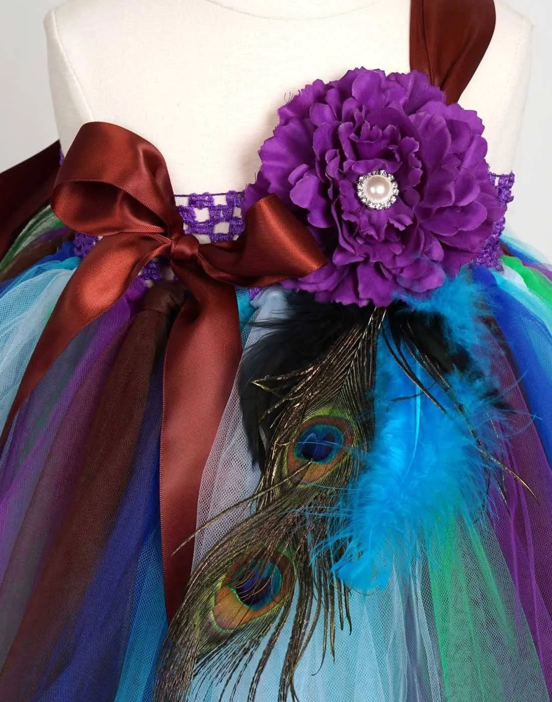 Pretty Peacock One Shoulder Flower Girl Tutu Dress