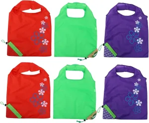 PRETYZOOM 6Pcs Fruit Style Folding Shopping Bags Storage Pouches for Groceries Reusable Mixed Designs