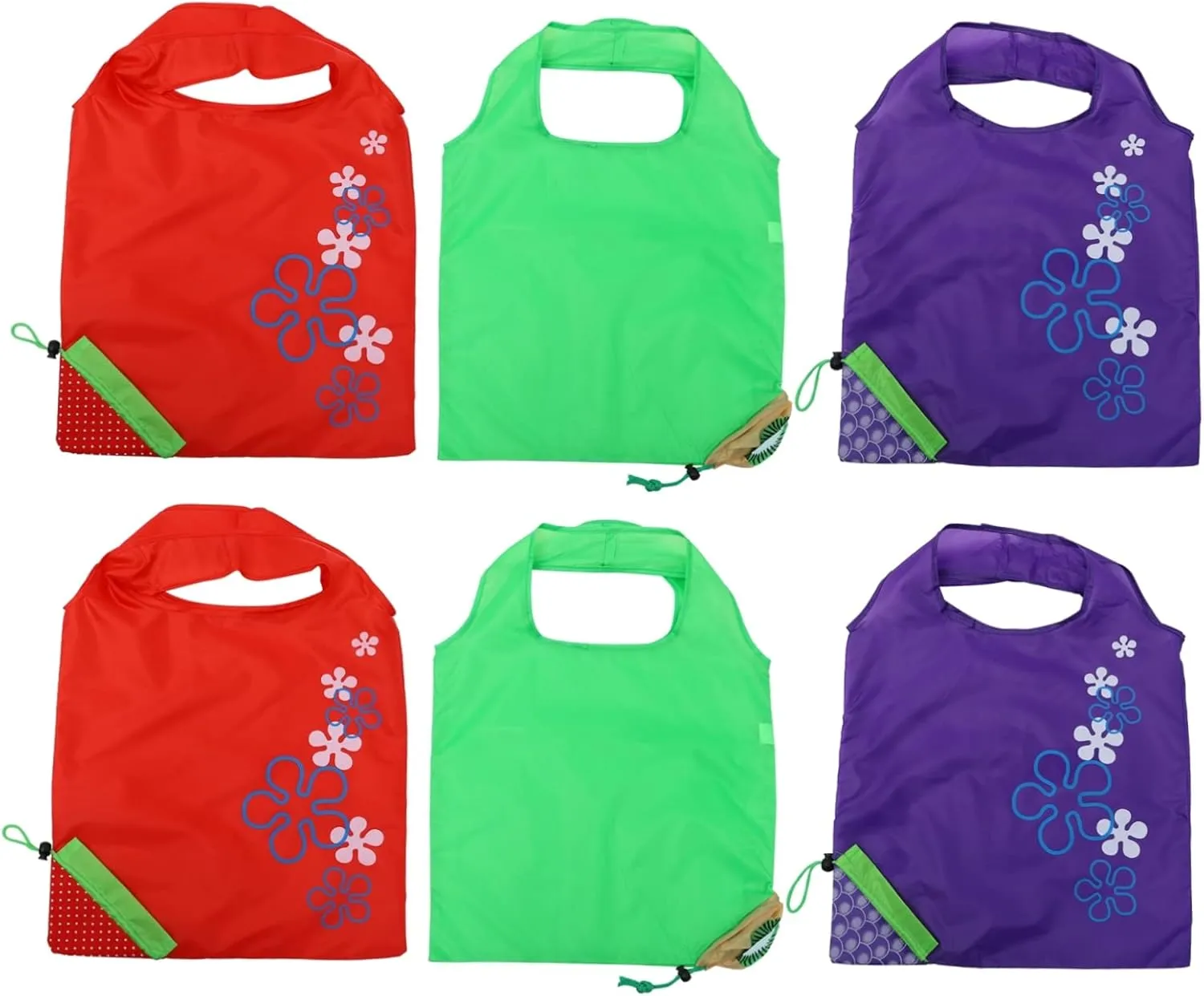 PRETYZOOM 6Pcs Fruit Style Folding Shopping Bags Storage Pouches for Groceries Reusable Mixed Designs