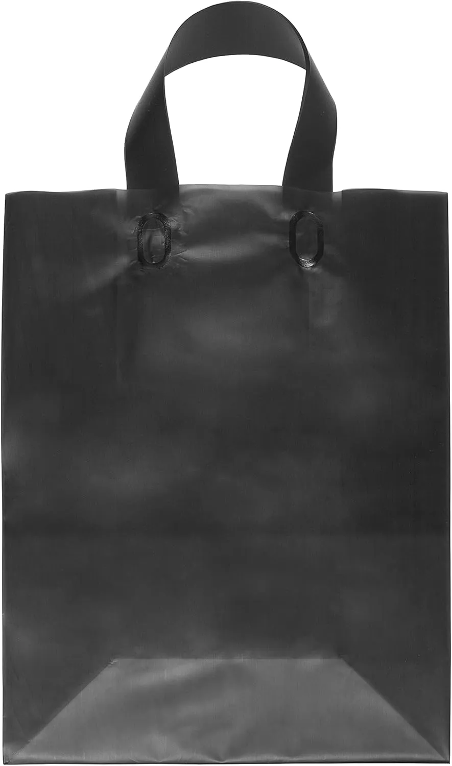 Prime Line Packaging Plastic Gift Bags with Handles, Medium Shopping Tote for Small Business, Boutiques, Reusable, Black Frosted, 10x5x13 100 Pack