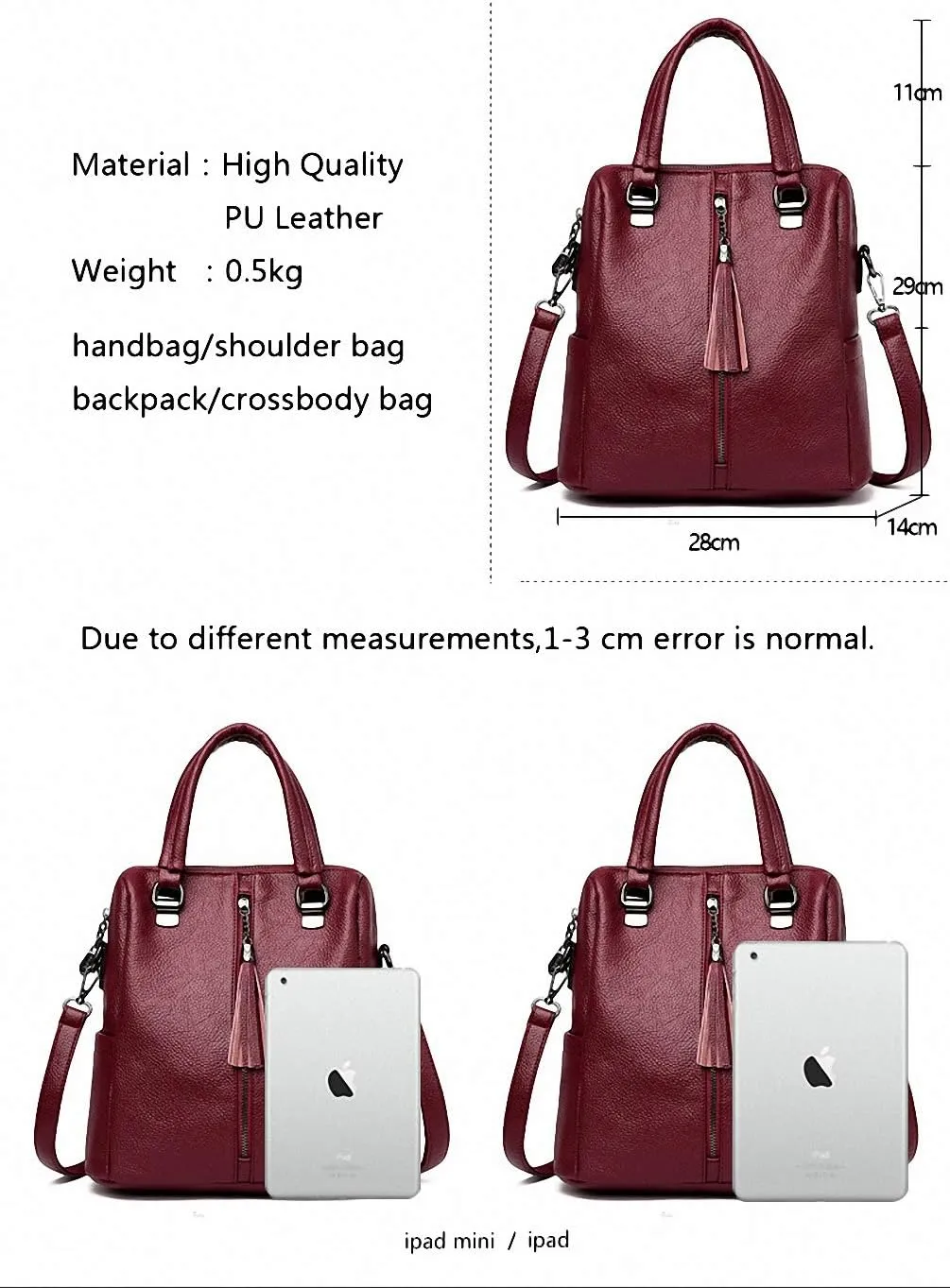 PU Leather Tote bags Women's Shoulder Crossbody Bag Black Messenger Bags Bags Brown