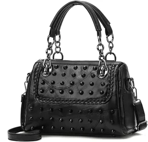 Purses and Handbags for Women Crossbody Bags Rivet Satchels PU Leather Shoulder Bags Retro Top-Handle Bags Totes