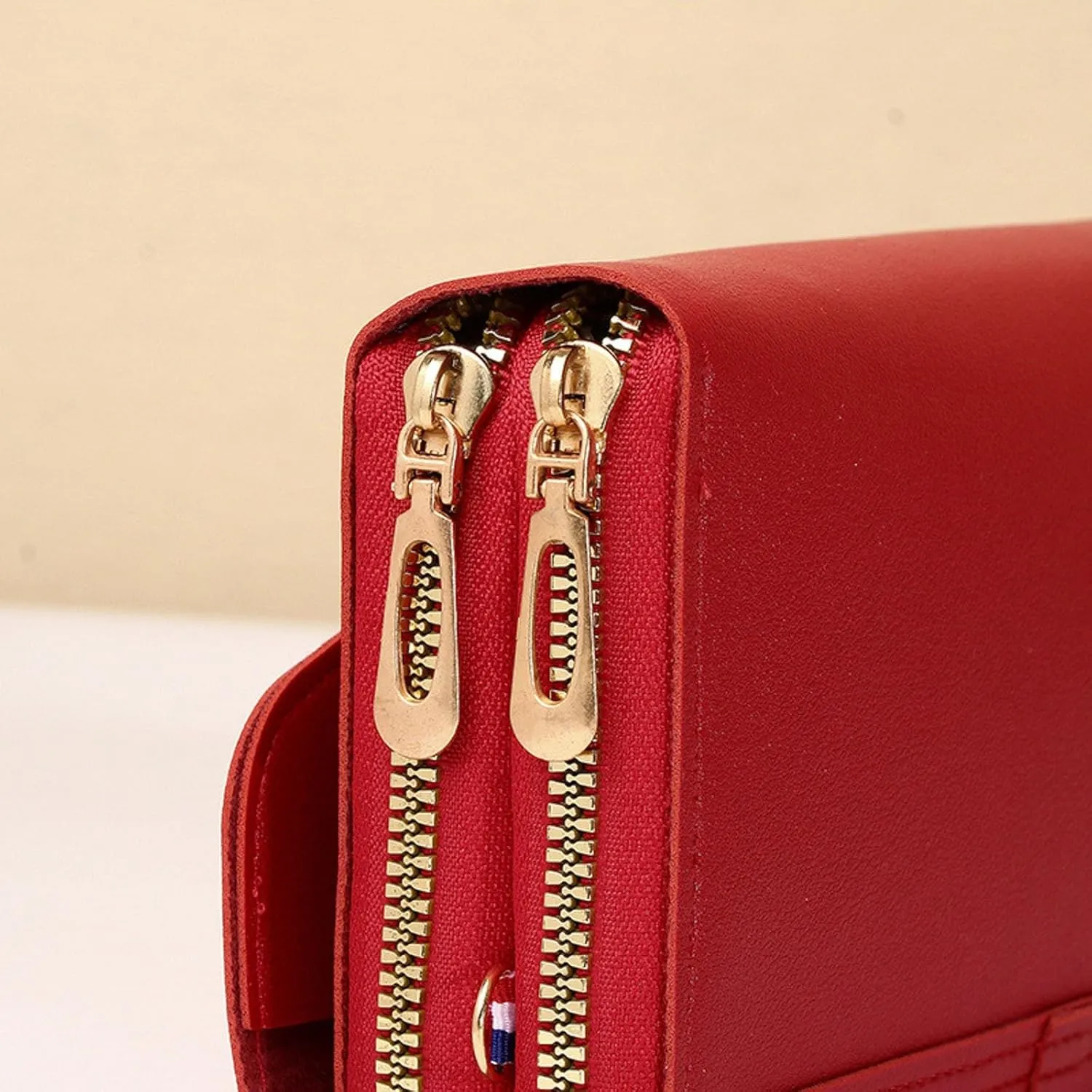 Purses for Women Mobile Phone Bag Button Hood One Shoulder Double Layer Wallet Crossbody Bag