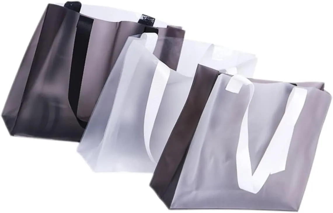 Pvc Shopping Tote Bag Folding Handles Reusable Bag Large Storage Pouch for Daily Use