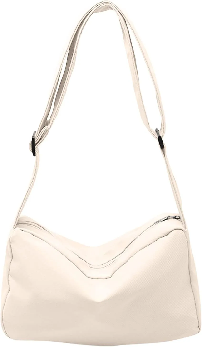 Quilted Crossbody Purses for Women Women's Crescent Shoulder Bags with Adjustable Strap Small Clear Backpacks(White)