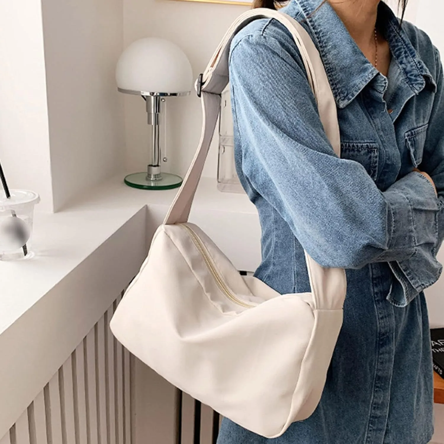 Quilted Crossbody Purses for Women Women's Crescent Shoulder Bags with Adjustable Strap Small Clear Backpacks(White)