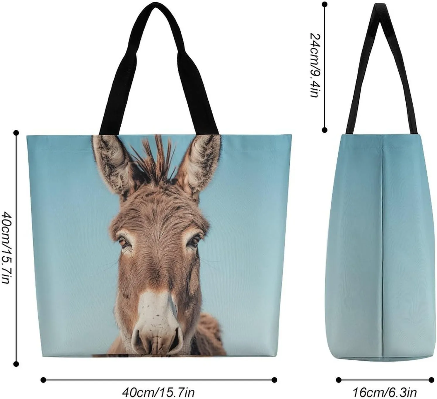 Real Image of Donkey Beach Bag Reusable Tote Bag Foldable Grocery Bags Women Shopping Bags for Daily Essentials