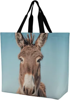 Real Image of Donkey Beach Bag Reusable Tote Bag Foldable Grocery Bags Women Shopping Bags for Daily Essentials