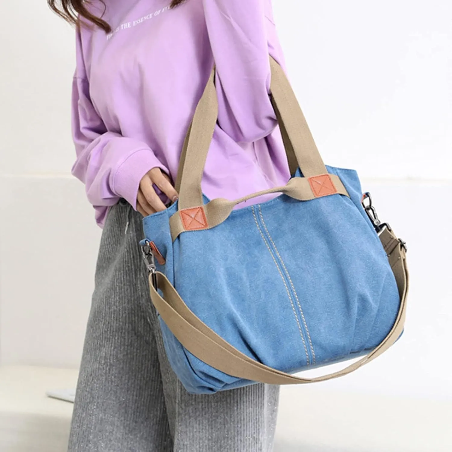 Retro Fashion One Shoulder Crossbody Women's Bag Large Capacity Fashion Handbag Women's Small (Sky Blue, One Size)