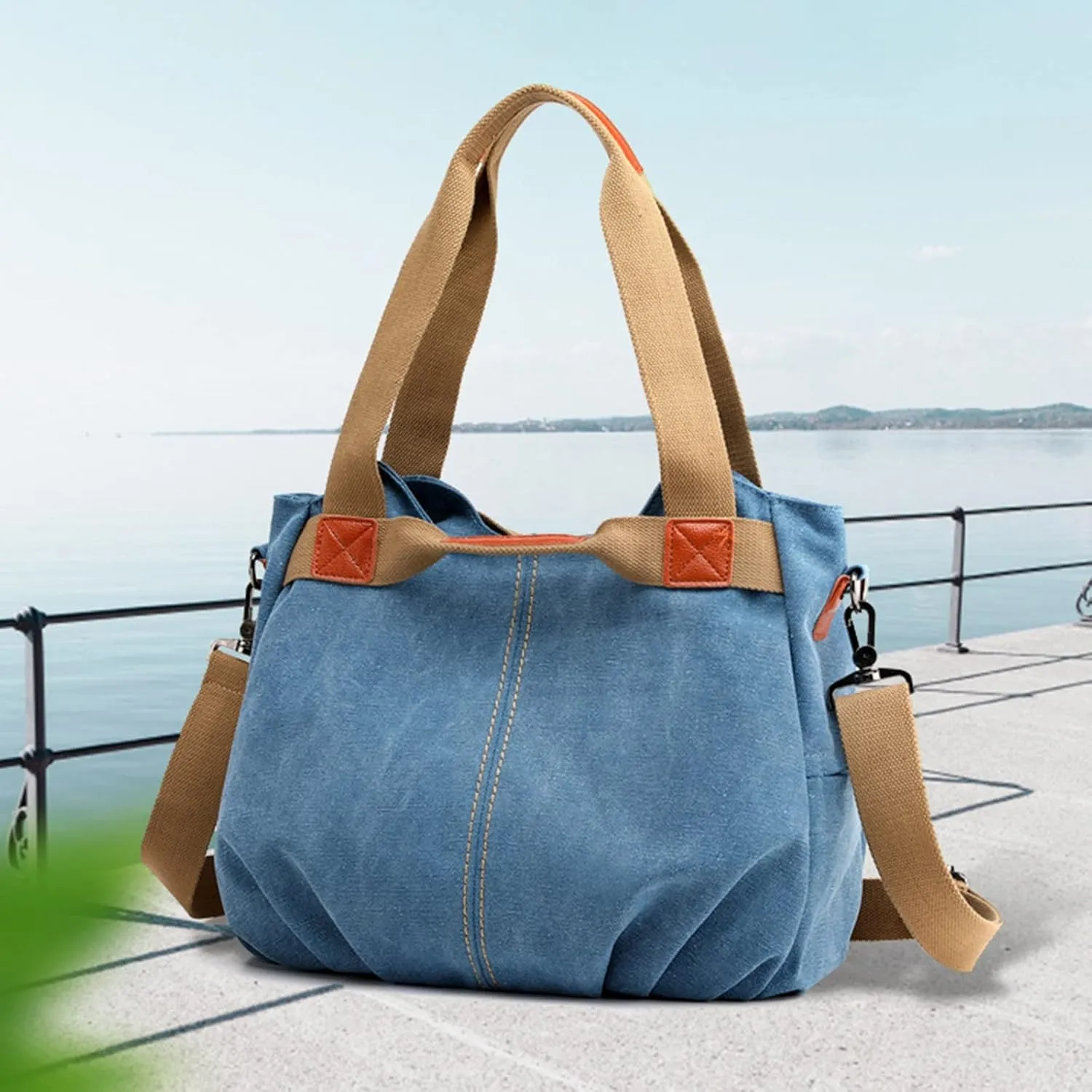Retro Fashion One Shoulder Crossbody Women's Bag Large Capacity Fashion Handbag Women's Small (Sky Blue, One Size)