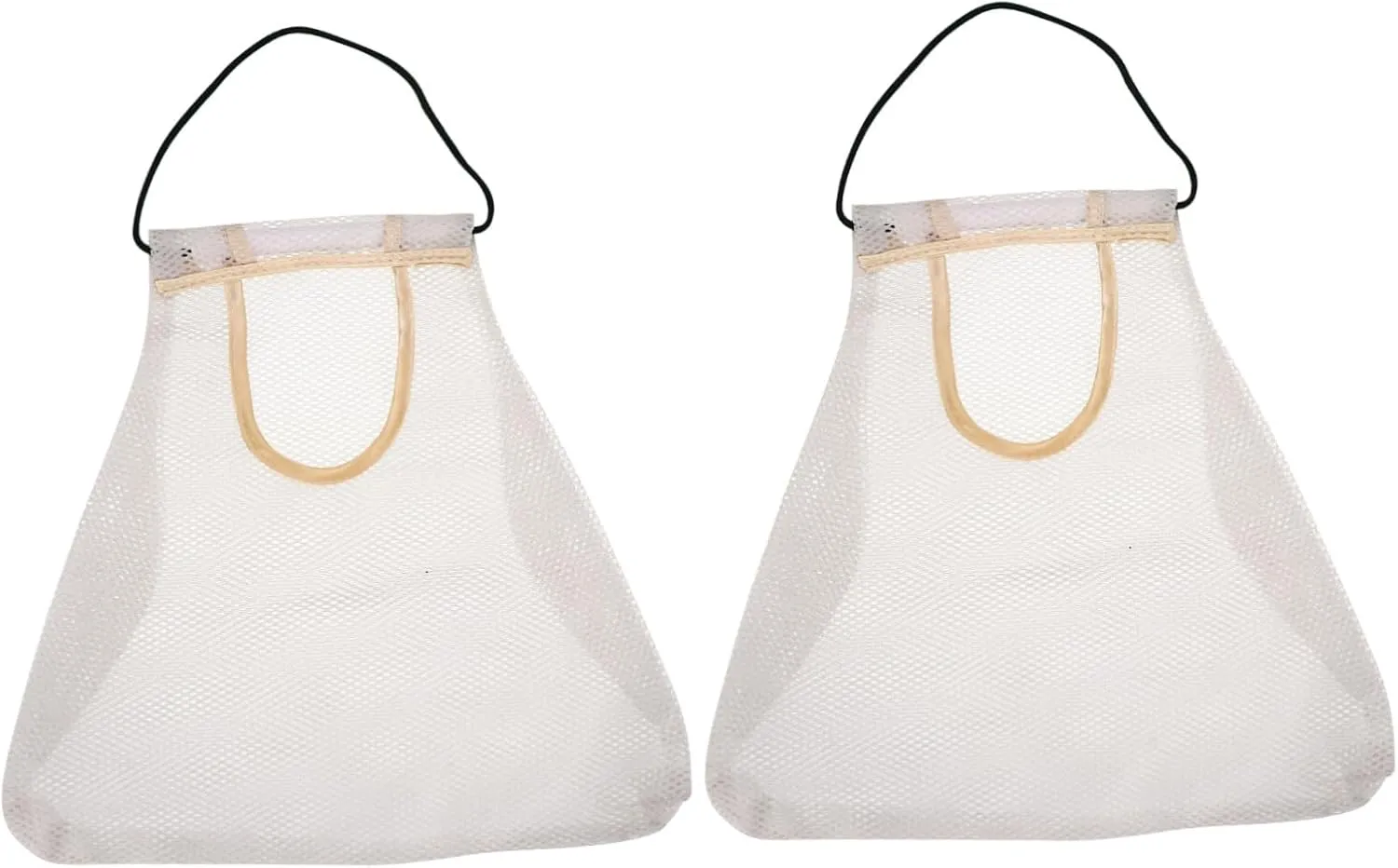 Reusable Mesh Bags Large Capacity Beige Fruits Tote Bags Hanging Storage for Groceries Space-saving Design