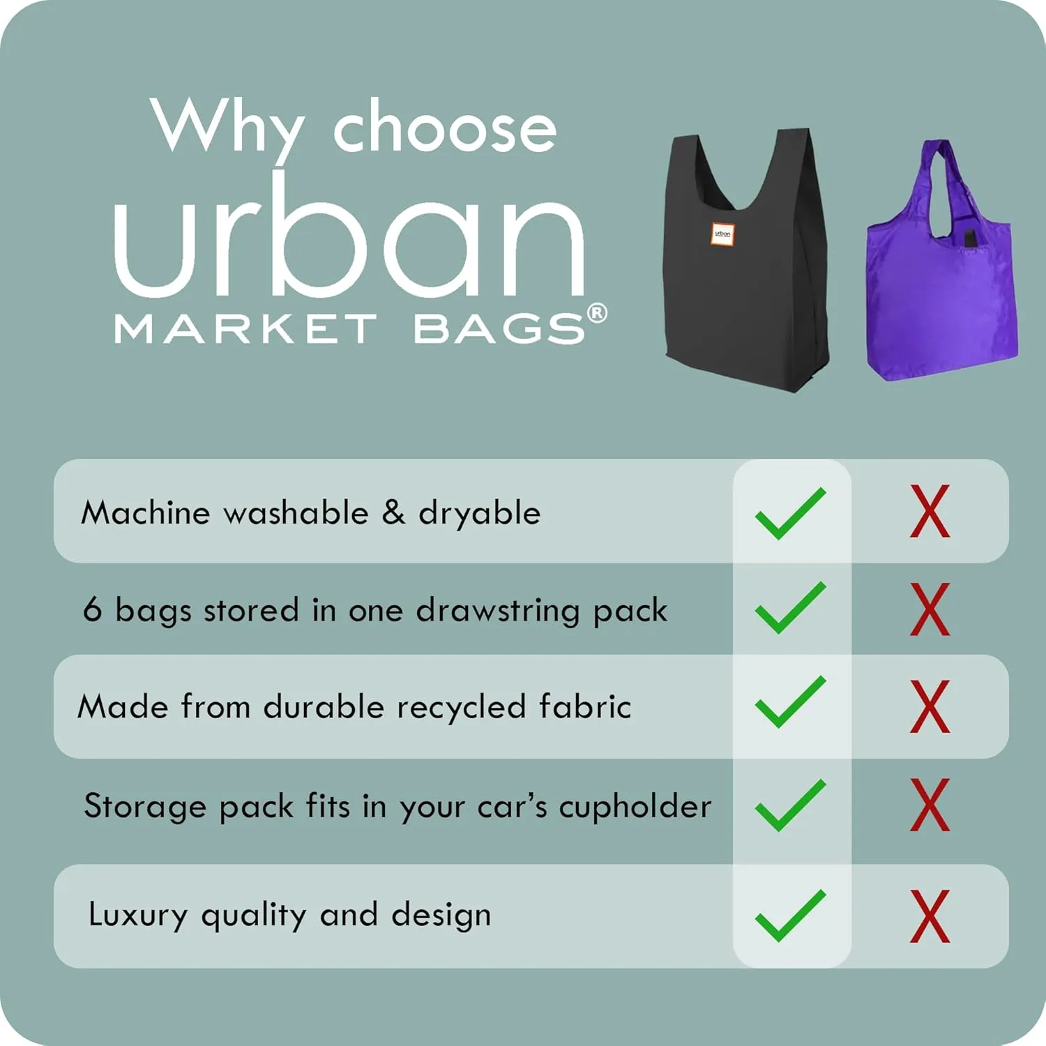 Reusable Shopping Bags, Versatile Grocery Totes, 22.5' x 12.5', Set of 6, Galaxy