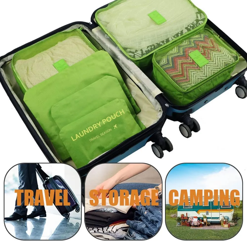 Rojeam Packing Cubes 6 Pcs Travel Luggage Organizer Packing Organizers Set (Green)