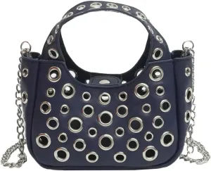 Rungion Trendy Vegan Leather Shoulder Bag for Women Small Y2k Rivet Handbags Crossbody Purse with Chain Satchels 2025