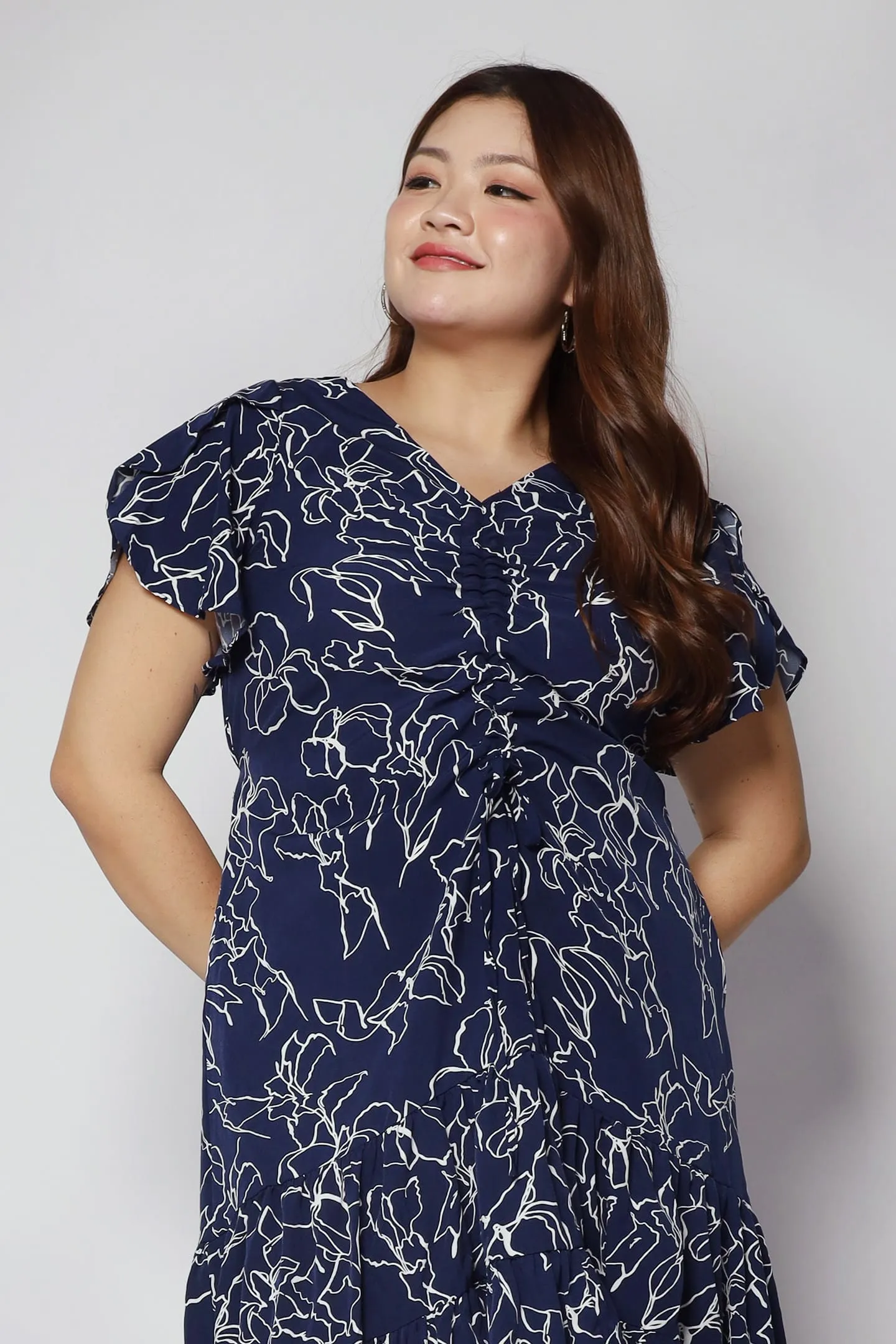 Santorini Dress in White Botanic