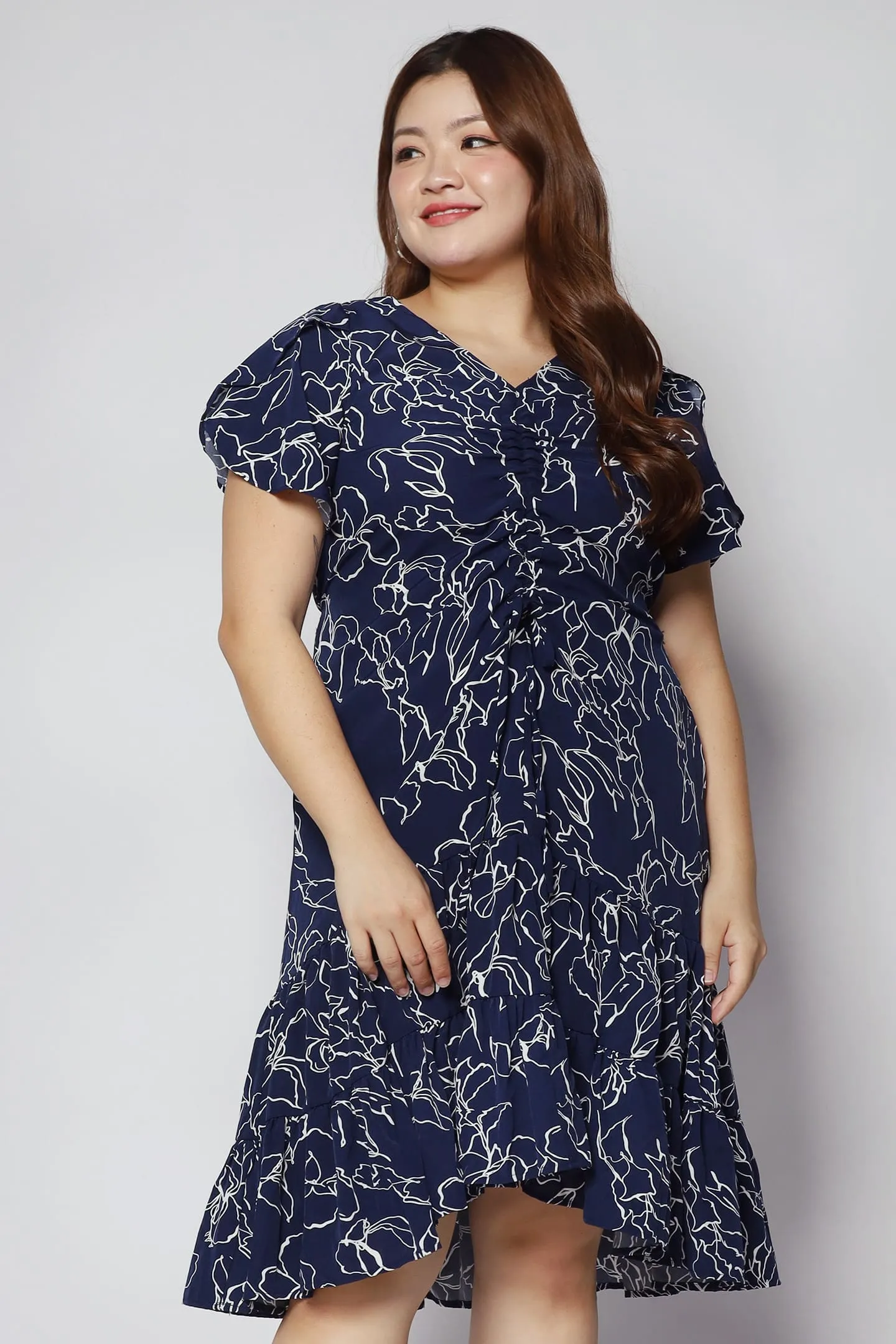 Santorini Dress in White Botanic