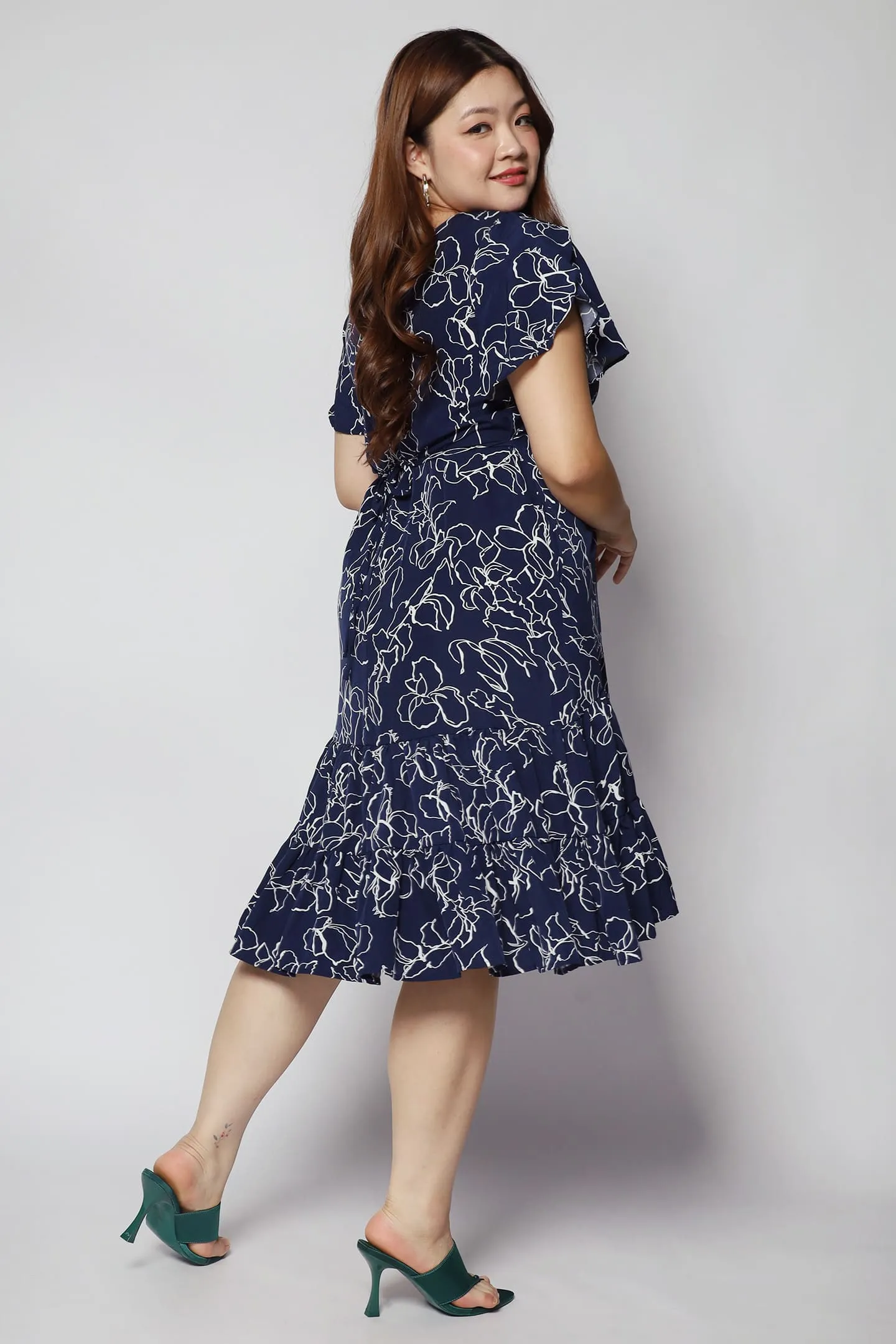 Santorini Dress in White Botanic