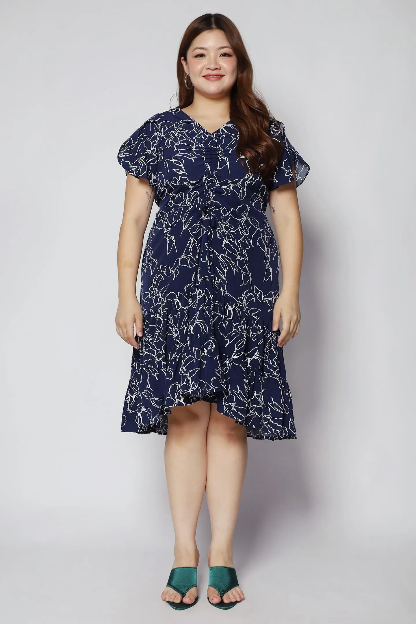Santorini Dress in White Botanic