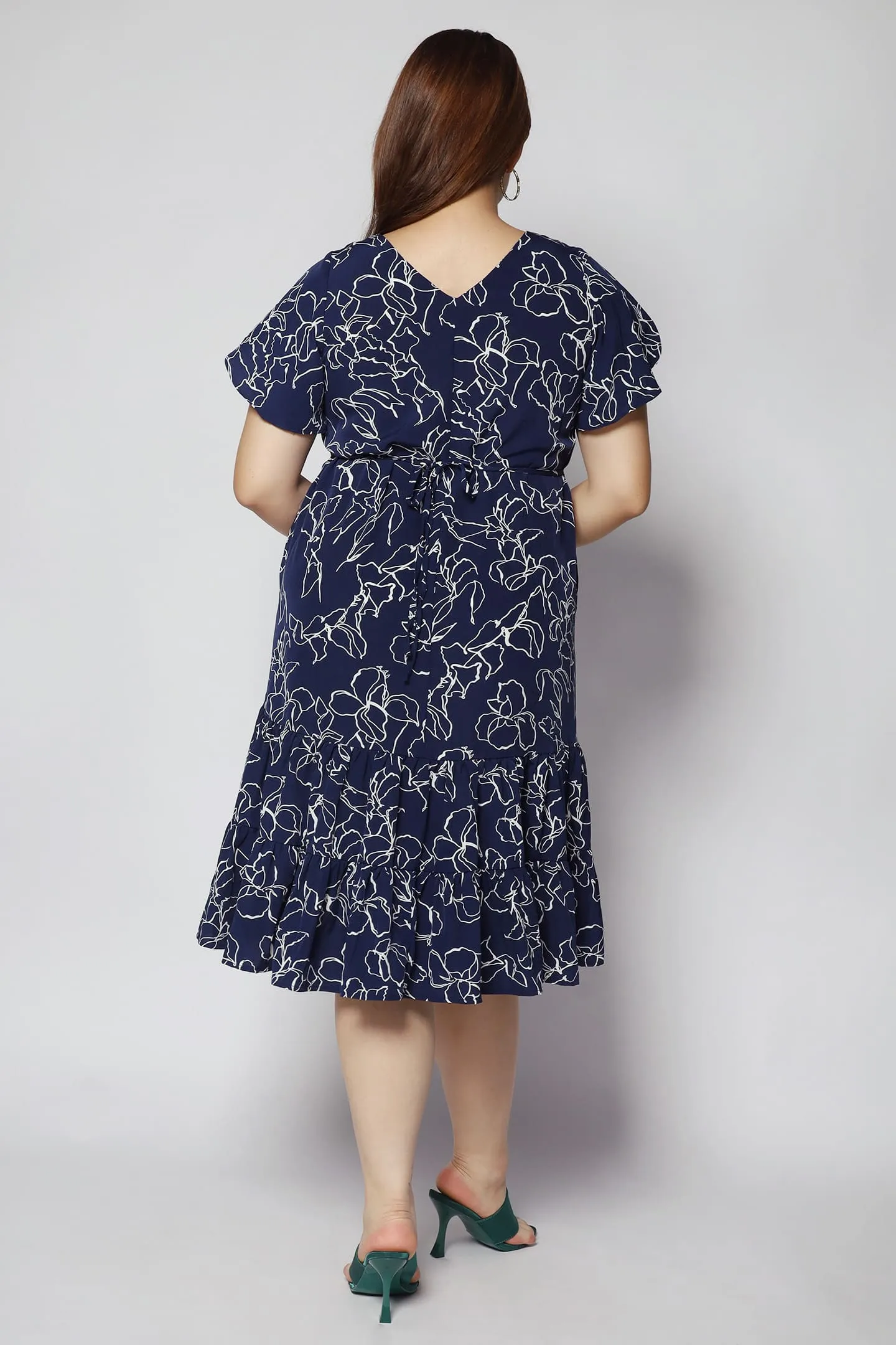 Santorini Dress in White Botanic
