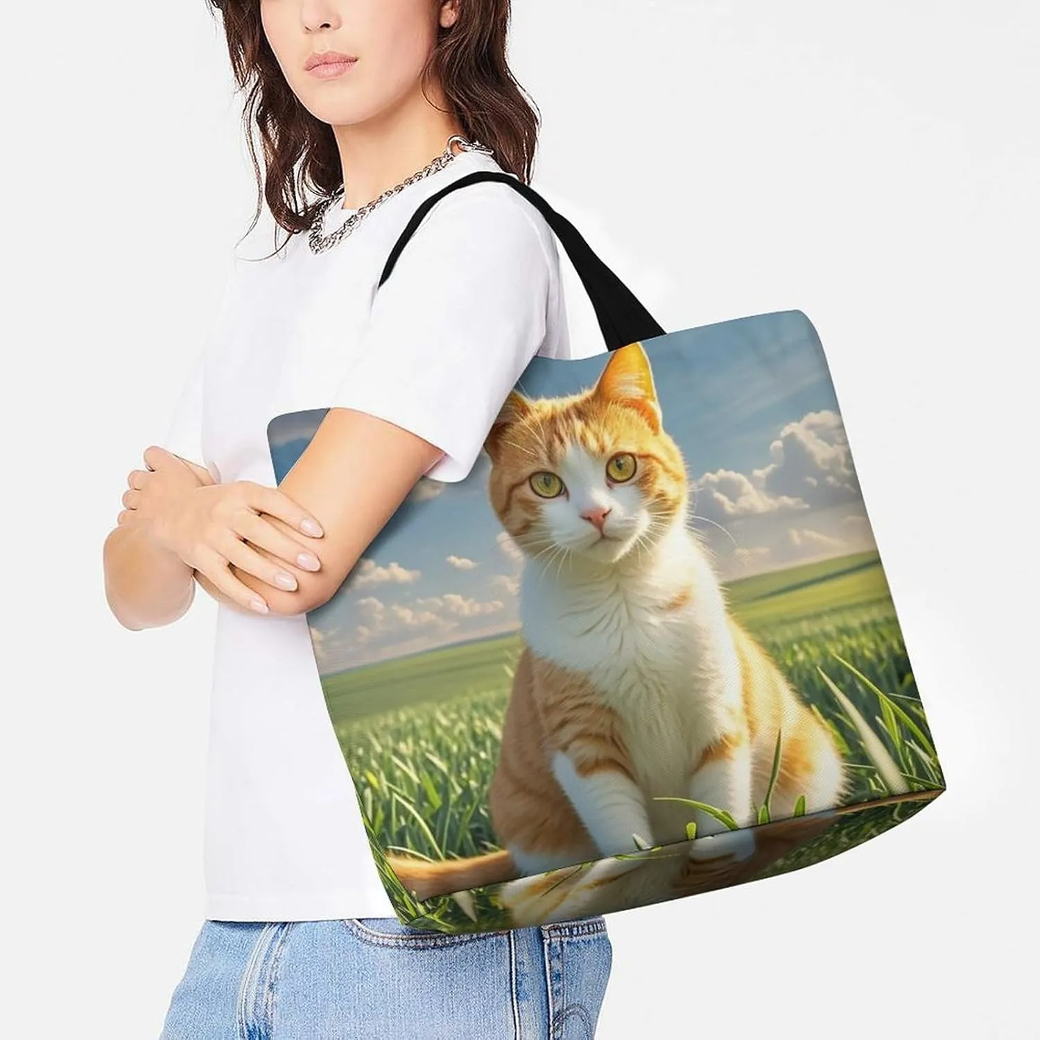 Sheep Beach Bag Reusable Tote Bag Foldable Grocery Bags Women Shopping Bags for Daily Essentials