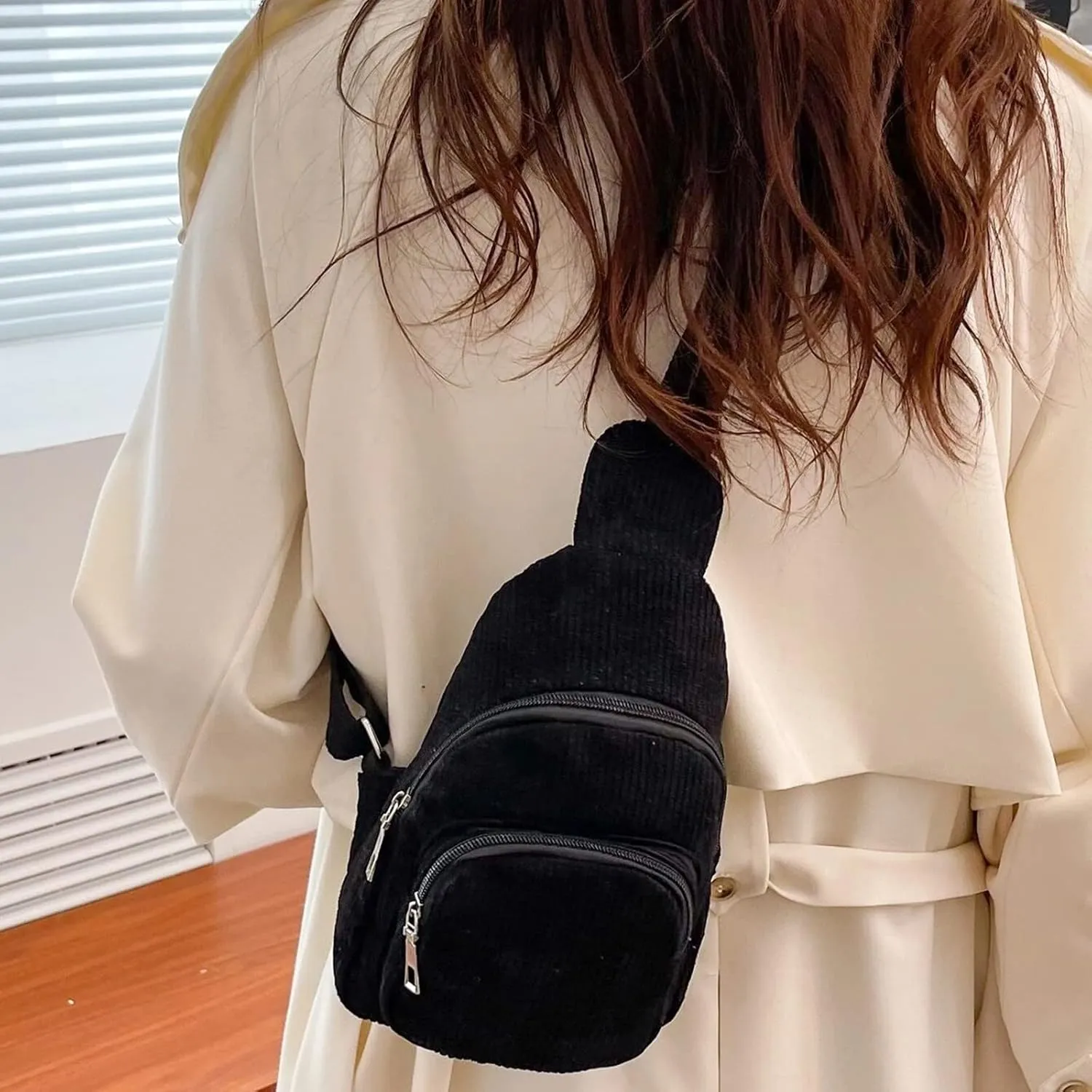 Shoulder Handbags Mini Corduroy Sling Bag Women Shoulder Bag Chest Purse Package