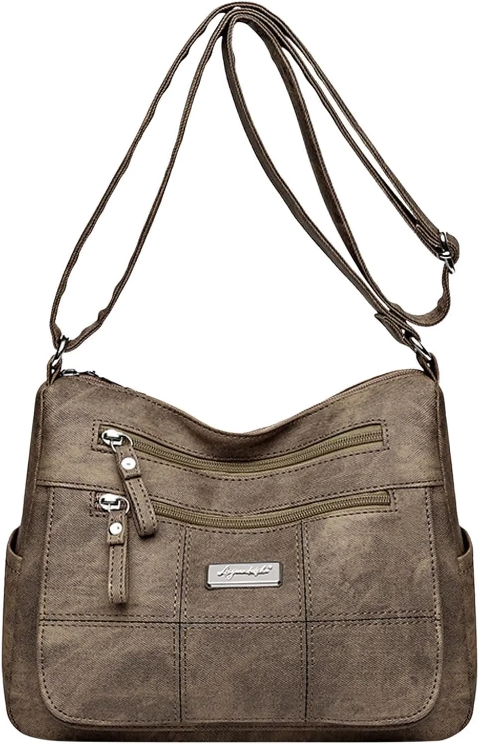 Sling Bags for Women Anti Theft Travel Lightweight Quilted Leather Handbags for Women Womens Crochet Bag(Brown)