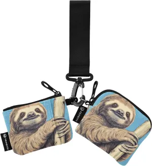 Sloth on The Branch Zip Around Wristlet Wallet for Women Portable Detachable Dual Pocket Keychain Wallet Wrist Wallet