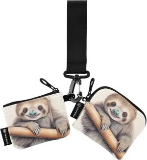 Sloth on The Branch Zip Around Wristlet Wallet for Women Portable Detachable Dual Pocket Keychain Wallet Wrist Wallet