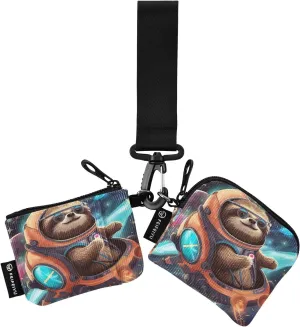 Sloth Zip Around Wristlet Wallet for Women Portable Detachable Dual Pocket Keychain Wallet Wrist Wallet
