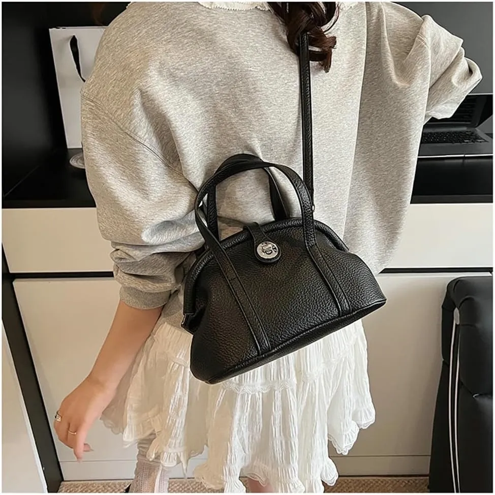 Slouchy PU Leather Crescent Hobo Bags Women Trendy Crossbody Purse Satchels Shoulder Bag Top-handle Tote Handbag 2025