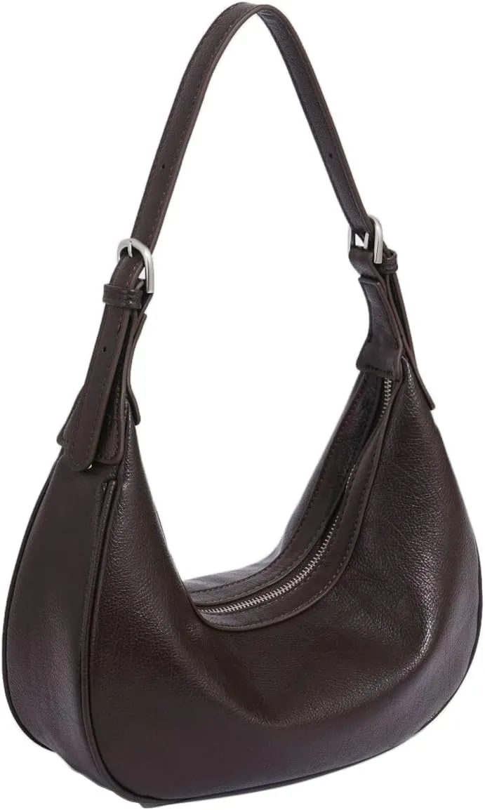 Slouchy PU Leather Crescent Hobo Bags Women Trendy Underarm Crossbody Purse Satchels Shoulder Bag Top-handle Tote Handbag