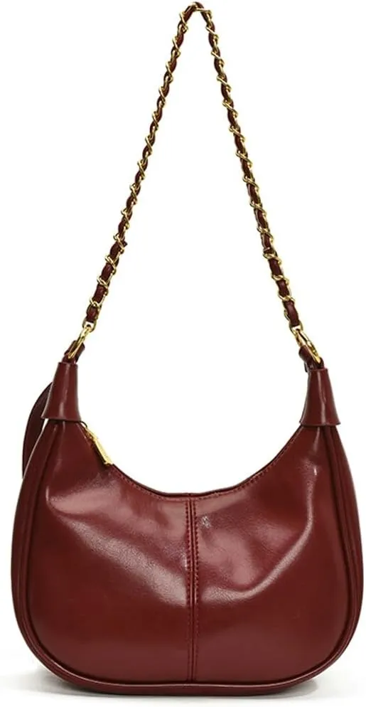 Slouchy PU Leather Hobo Bags Women Trendy Shoulder Bag Crescent Crossbody Phone Purse Cute Satchels Tote Handbag 2024