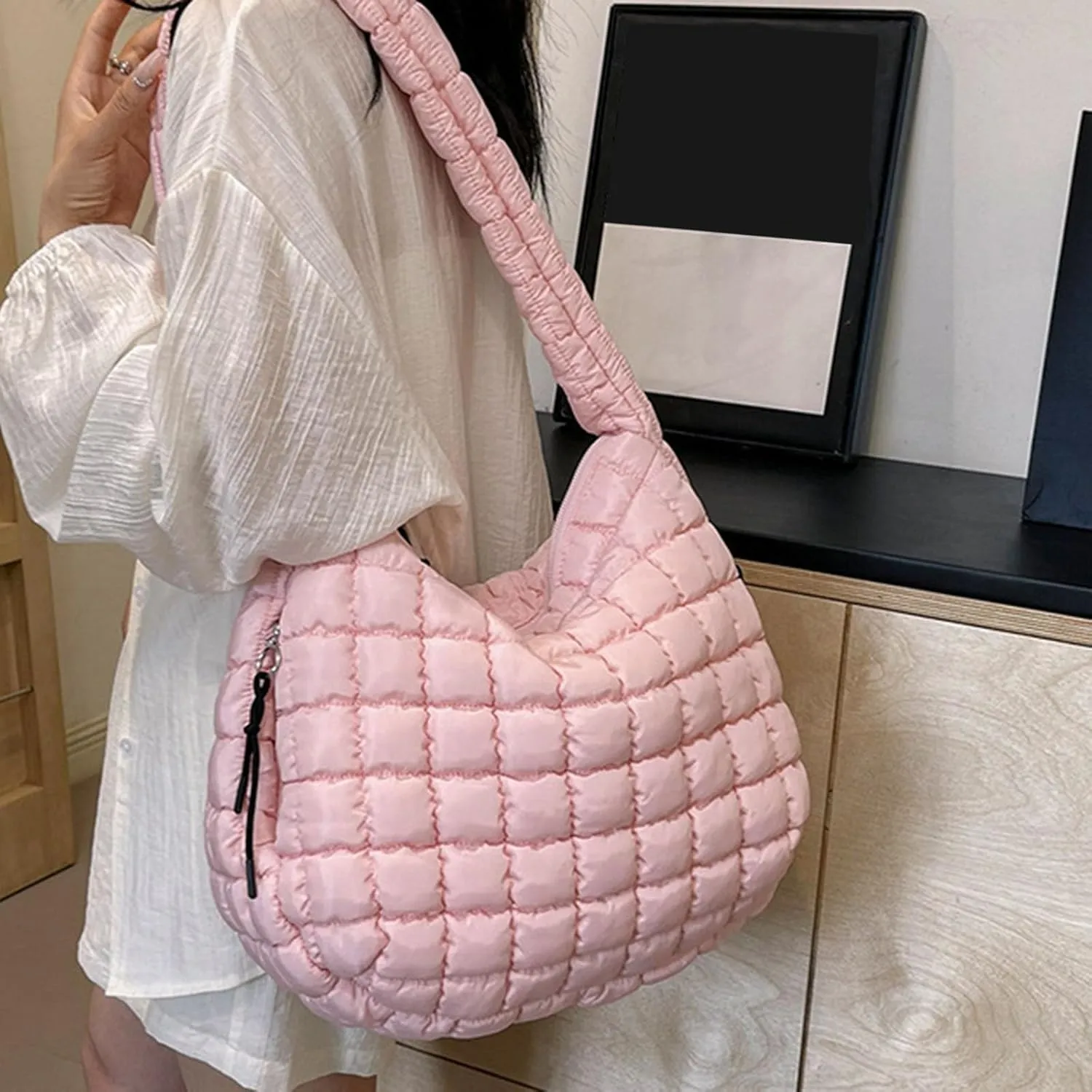 Slouchy Tote Purses Pleated Clouds Bag Fashion Shoulder Tote Dumpling Bag Large Capacity Down Cotton Armpit Women's Bags