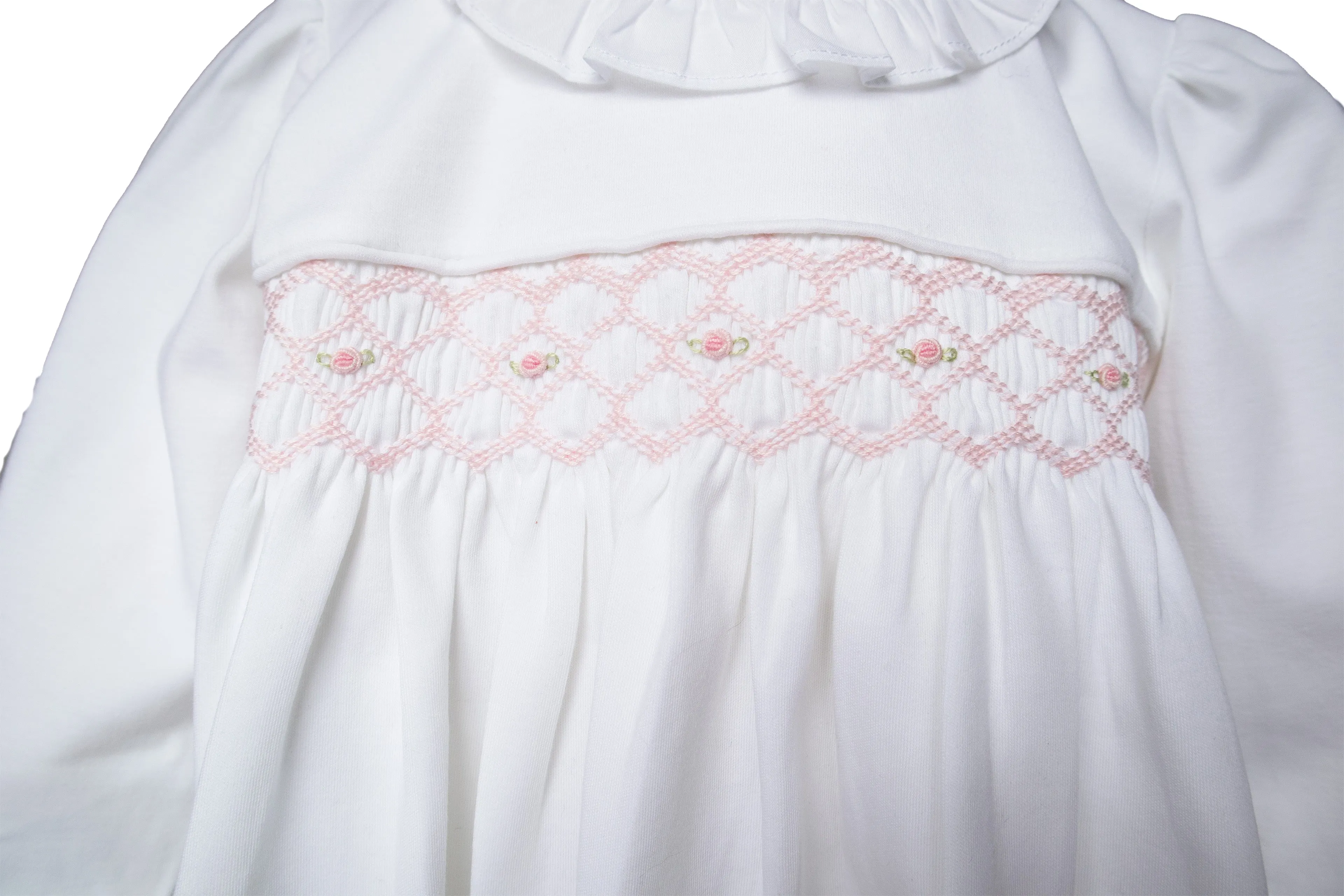 Smocked Pima Cotton Dress, White