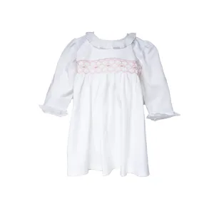 Smocked Pima Cotton Dress, White