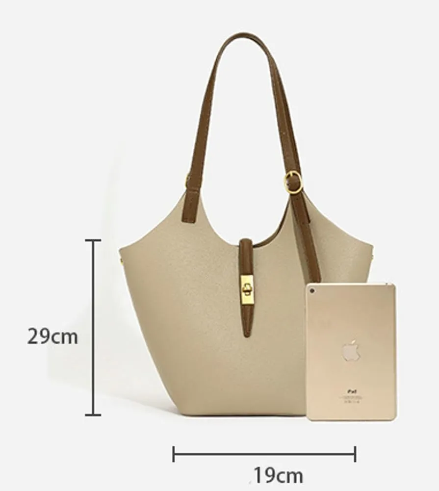 Soft Vegan Leather Bucket Tote Bags for Women Large Shoulder Crossbody Purse Working Handbags Ladies Satchels 2pcs