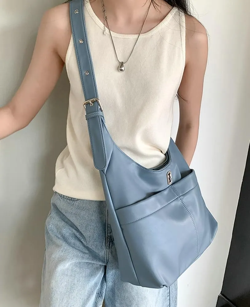 Soft Vegan Leather Shoulder Bag for Women Large Tote Crossbody Purse Y2K Underarm Handbags Working Satchels