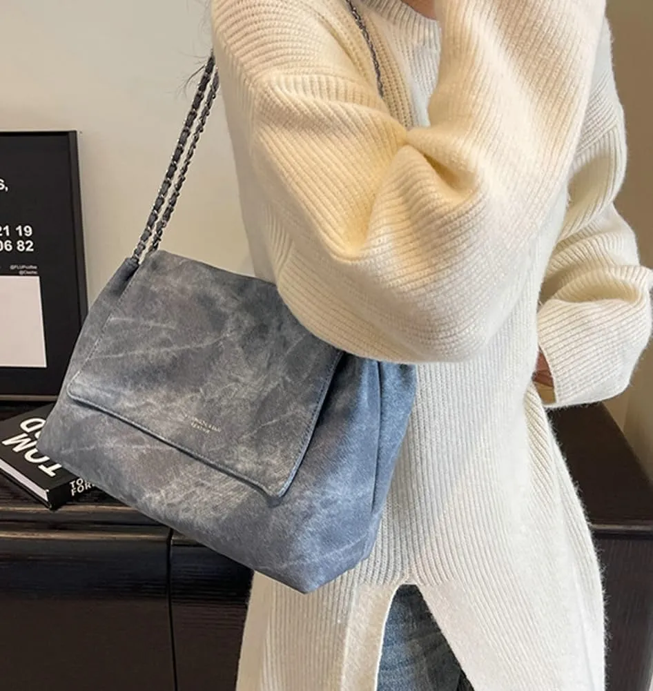 Soft Vegan Leather Shoulder Bag for Women Large Work Tote Purse Trendy Handbags Chain Top Handle Satchels