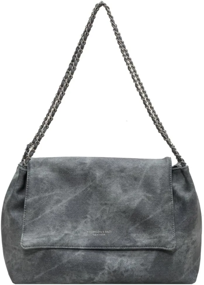 Soft Vegan Leather Shoulder Bag for Women Large Work Tote Purse Trendy Handbags Chain Top Handle Satchels