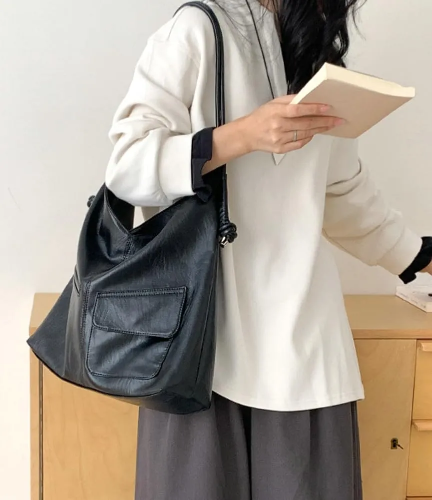 Soft Vegan Leather Shoulder Bags for Women Large Casual Tote Purse Working Shopping Handbag Underarm Satchels