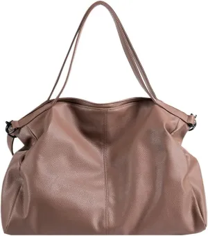 Soft Vegan Leather Tote Bag for Women Large Shoulder Crossbody Purse Top Handle Handbags Slouchy Travel Satchels