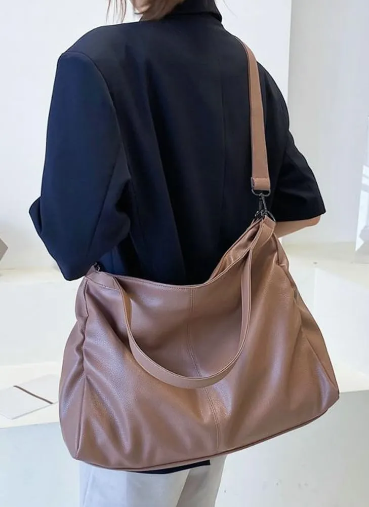 Soft Vegan Leather Tote Bag for Women Large Shoulder Crossbody Purse Top Handle Handbags Slouchy Travel Satchels