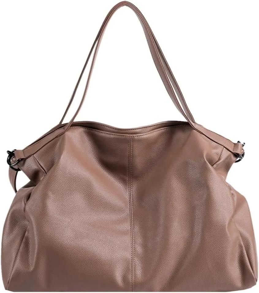 Soft Vegan Leather Tote Bag for Women Large Shoulder Crossbody Purse Top Handle Handbags Slouchy Travel Satchels