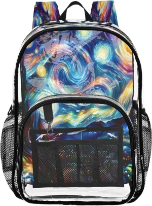 Starry Night City Backpack Girls, Clear Plastic Bag, Clear Backpacks, Cute Backpacks for Teen Girls