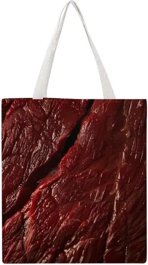 Steak Pattern Canvas Tote Bag Casual Handbags Grocery Shopping Purses Work Bag for Women