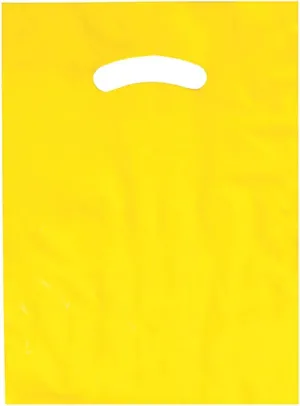 Stephanie Imports Made in USA Pack of 125 Yellow Glossy Plastic Merchandise Bags (9" X 12") with Die Cut Handles