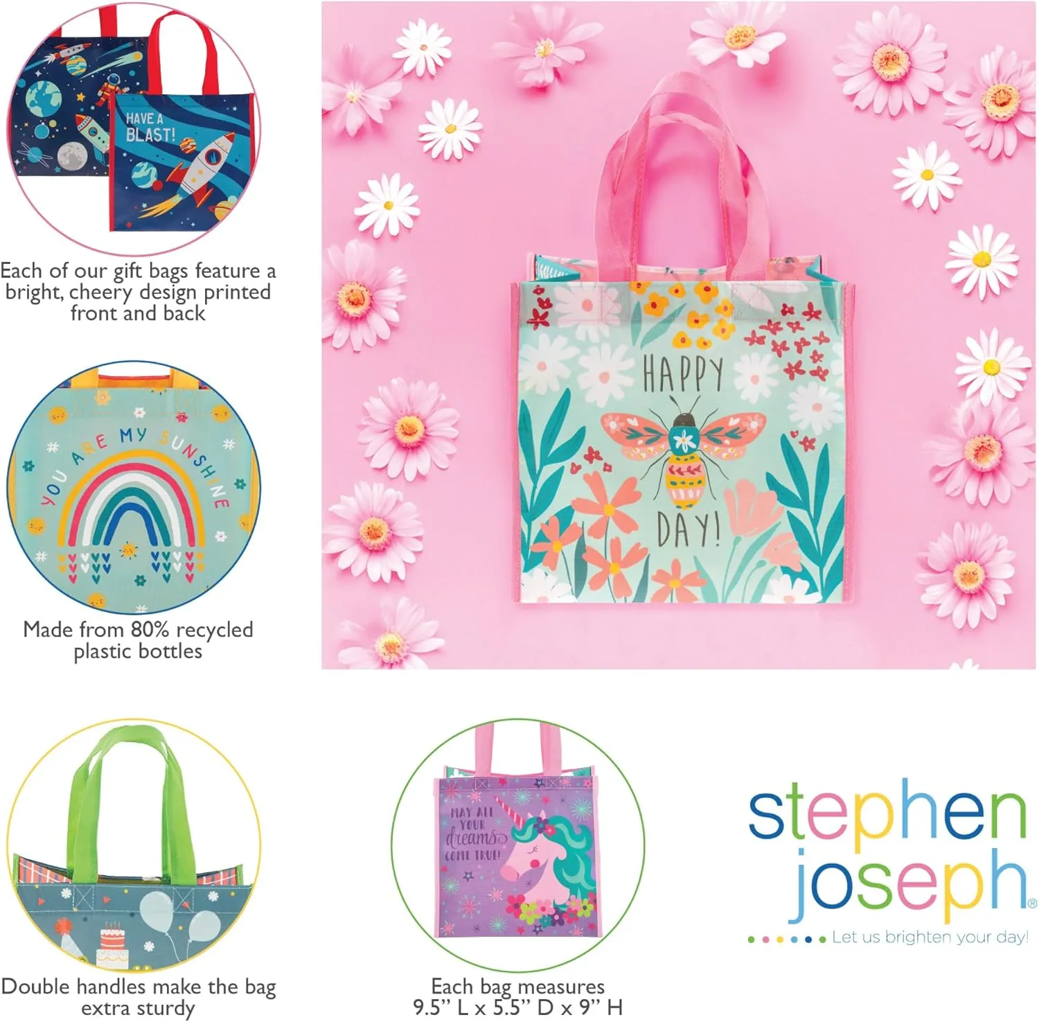 Stephen Joseph unisex child Stephen Joseph Gifts Medium Recycled Gift Bag, MERMAID, Medium US