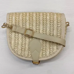 Straw Round Bottom Crossbody Beige Summer Bag