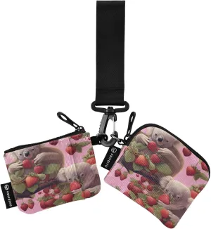 Strawberry Koala Zip Around Wristlet Wallet for Women Portable Detachable Dual Pocket Keychain Wallet Wrist Wallet